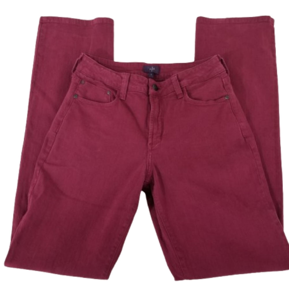 NYDJ Women's Straight Leg Jeans - Burgundy Size 6